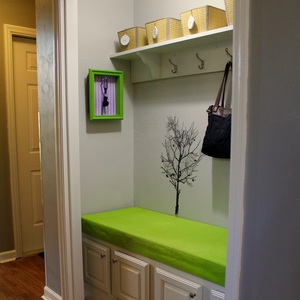 Hall closet turned functional mudroom or landing zone. MotherDaughterProjects.com