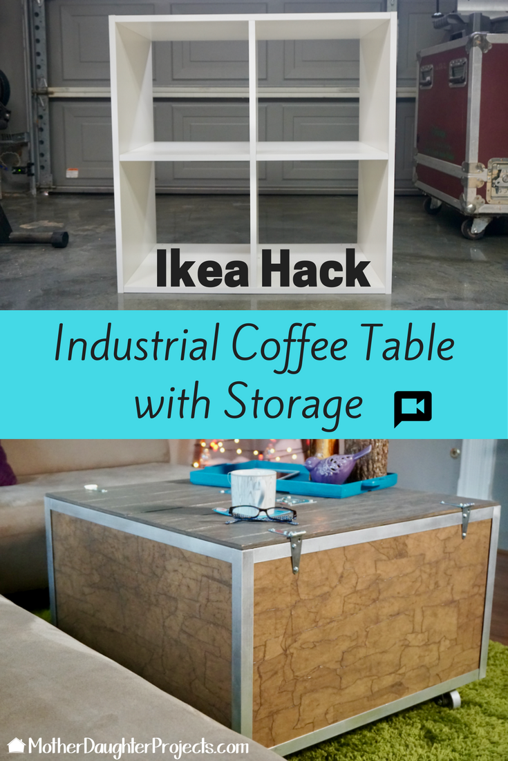 Video tutorial on taking an Ikea Kallax bookcase and turning it into an industrial coffee table.