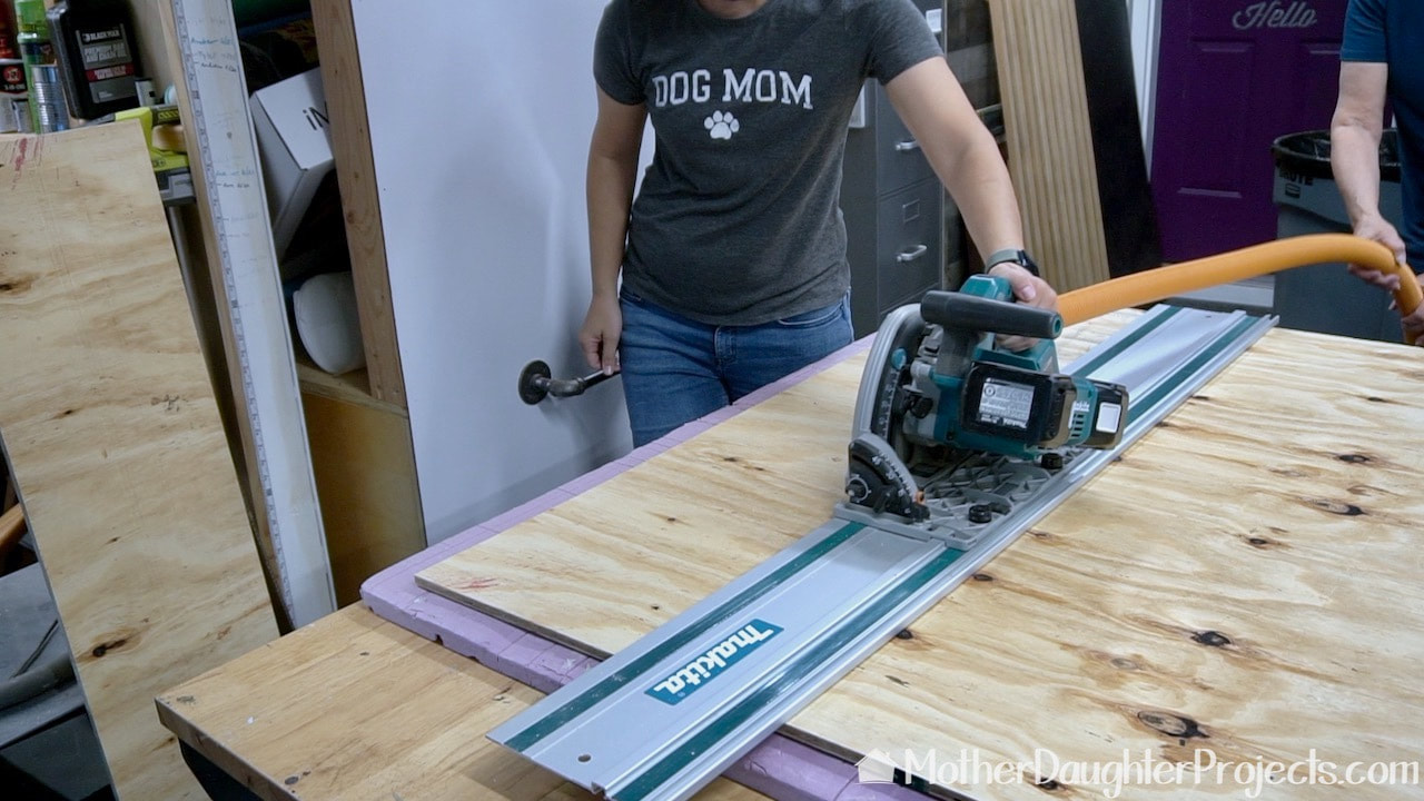 We used our Makita track saw to make the cuts. 
