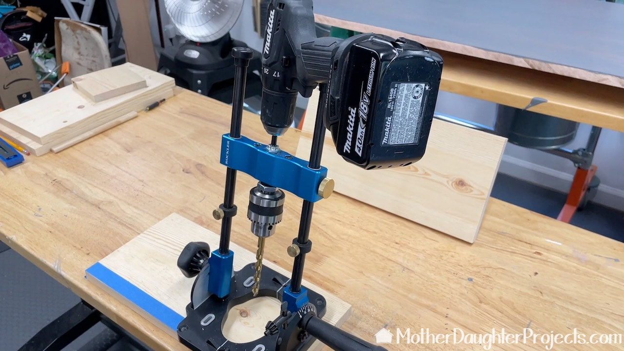 This Rockler portable drill press makes it easy to make accurate holes.
