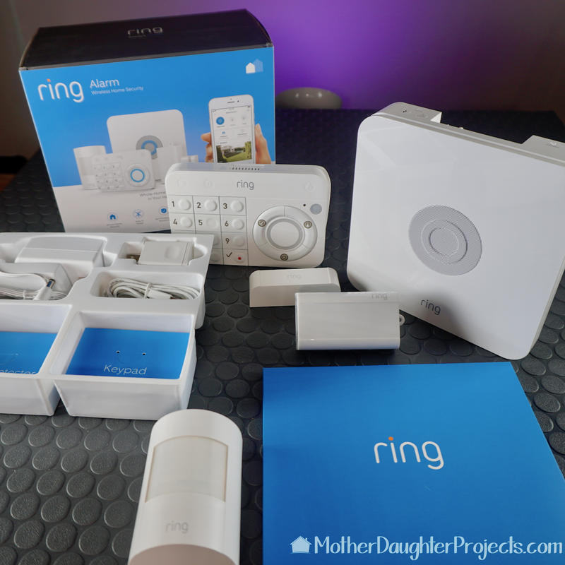 The Ring Alarm kit shown taken out of the box.