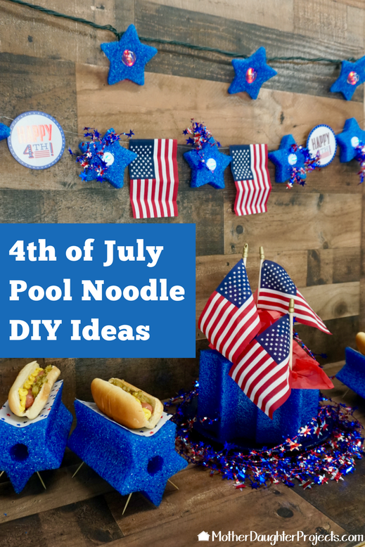 Learn how to take a star pool noodle from target and make 4 different projects, perfect for 4th of July and more! #poolnoodle #diy #decor #fun #holiday