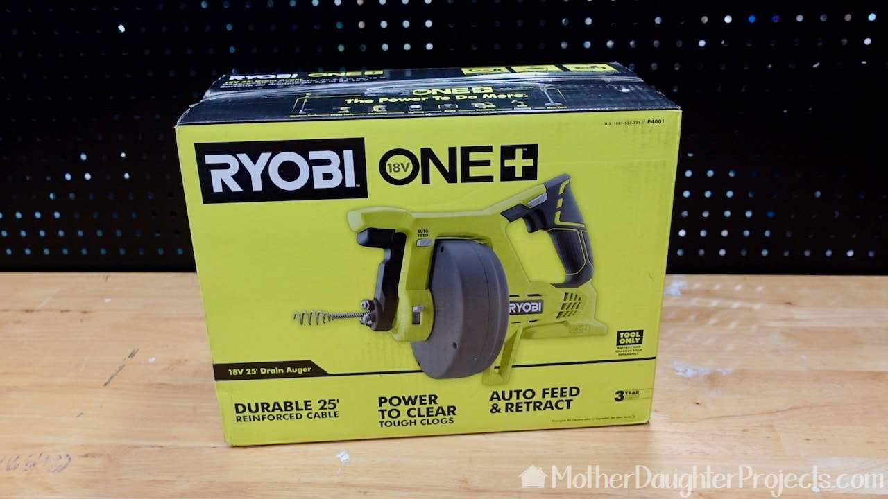 Pictured is the Ryobi One Plus 18 V drain auger. 