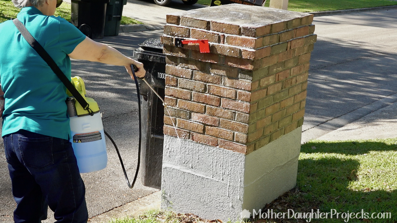 First up is a good spraying of the brick mailbox.